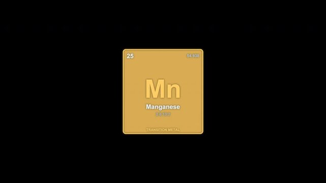 Manganese Mn Periodic Table Element Tile Animated Overlay Alpha Channel 4K