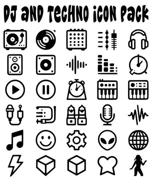 dj and techno music icon pack