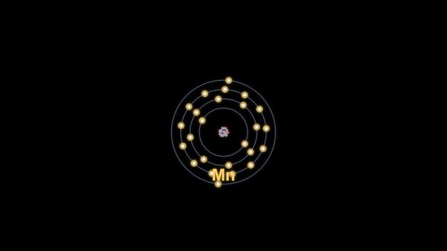 Manganese Mn Bohr Atom Model Clean No Text Overlay Alpha Channel 4K