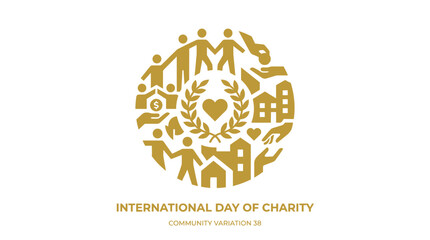 Obraz premium Gold community emblem for International Day of Charity.