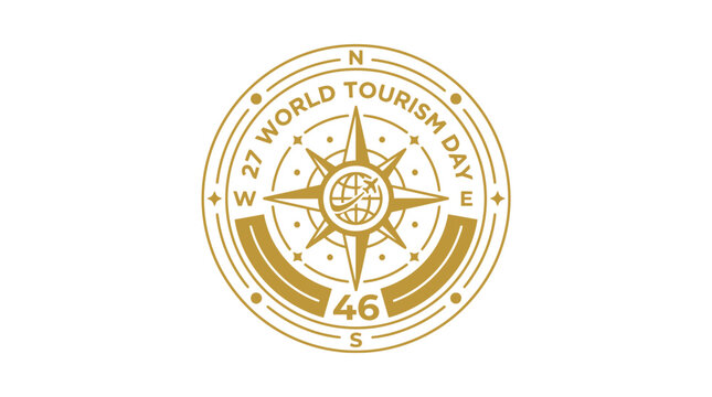 Gold compass logo for World Tourism Day event.