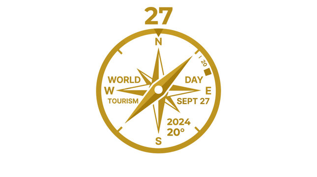 Gold compass icon marking World Tourism Day
