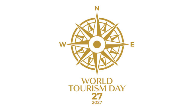 Gold compass rose logo for World Tourism Day.