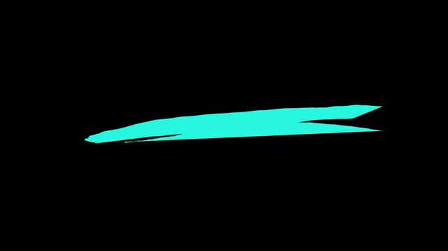 Cyan brush stroke neon paint smear lower third on black background