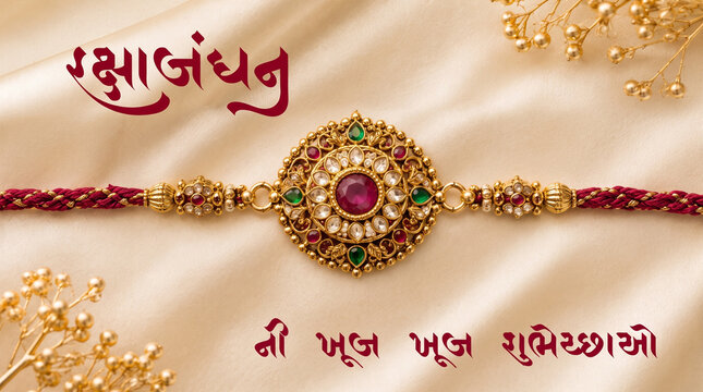 Luxury Raksha Bandhan Rakhi Flat Lay creative background In Hindi Gujrati Marathi
