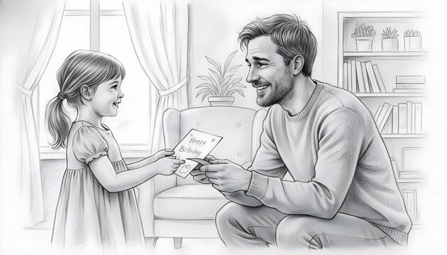 A man and a little girl are sitting on a couch