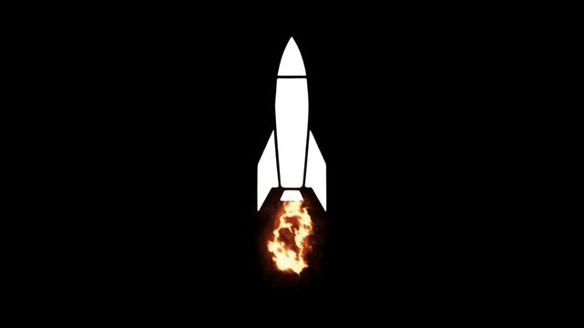 Glowing neon line rocket idea. Business, innovation and technology concept. Animation of 4k video. 