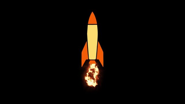 Glowing neon line rocket idea. Business, innovation and technology concept. Animation of 4k video. 
