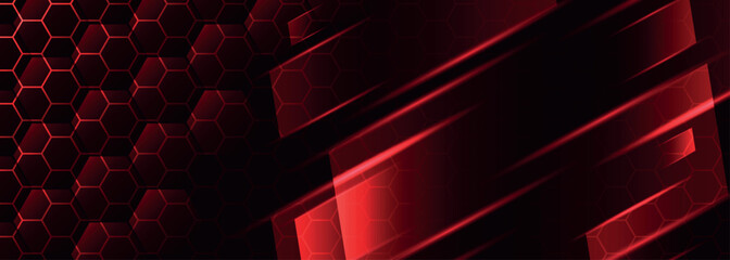Dark red abstract sports background with overlapping layers and trendy light stripes. Futuristic design with hexagon mesh pattern for advertising, gaming, website, sosial media. EPS. 4 © siti lutvias