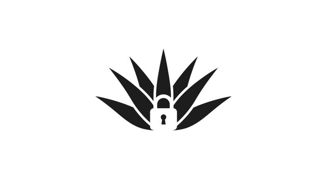 Minimalist agave plant with lock icon design.