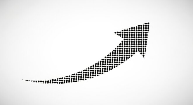 Business Growth Upward Arrow Icon with Halftone Dot Pattern Representing Success and Progress
