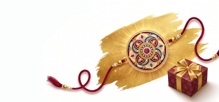 Traditional Raksha Bandhan Festival Celebration Brother Sister Indian Cultural Poster Design Artwork Illustration