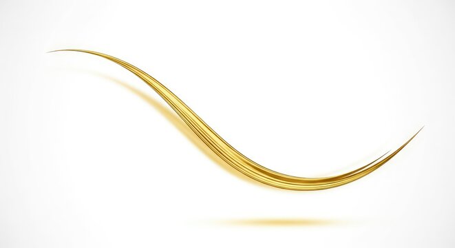 Elegant Golden Wave Line on White Background - Abstract Metallic Swoosh Curve Graphic Design Element