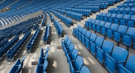 Naklejka premium Empty Stadium Seating Blue Arena Grandstands