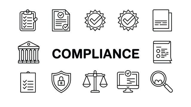 Compliance with checkmarks and documents on white background clipboard shield d
