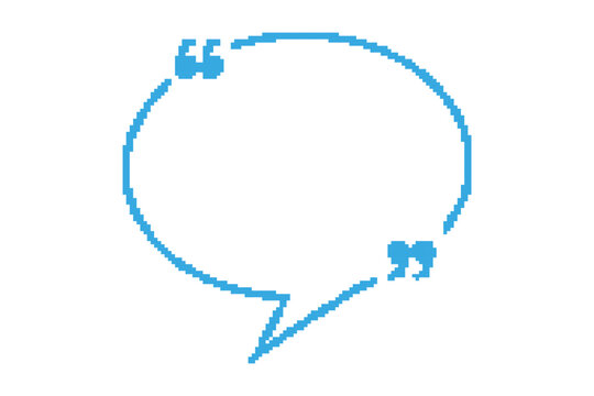 Blue Quote Speech Bubble in Pixel Art Style