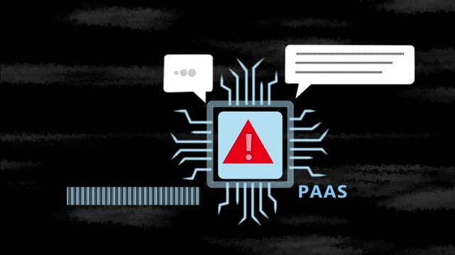 Paa S Platform as a Service Technology Concept with Warning Symbol and Data Flow PaaS digital. 4k