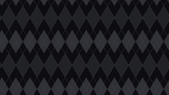 Black argyle diamond pattern scrolling, british classic seamless loop background