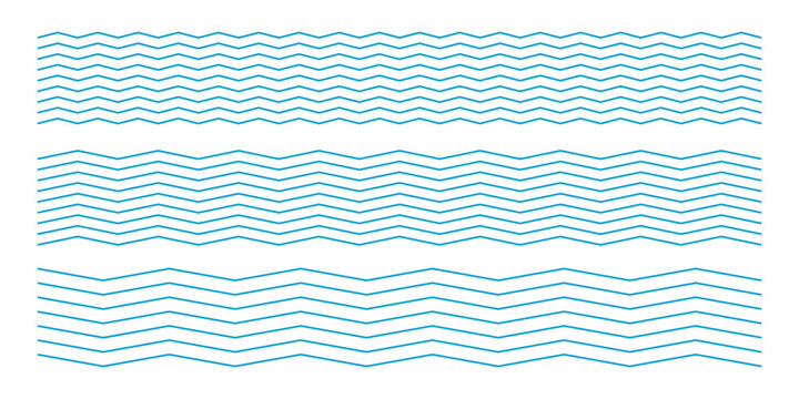Water waves. Set of wavy zigzag lines. Wave thin line background. Vector zigzag and wavy horizontal underline. Vector illustration modern eps.10
