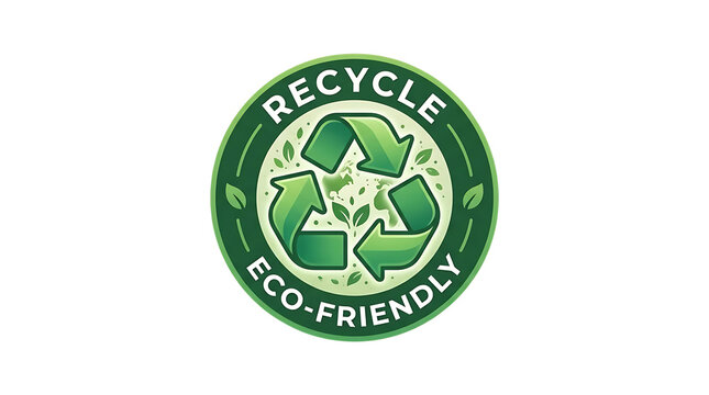 Recycle and Eco Friendly Green Stamp Badge Emblem