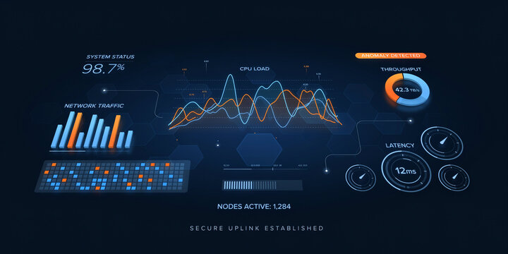 Complex data visualization dashboard with multiple charts and analytics dashboard analytics visualization business technology interface monitoring information statistics software projection