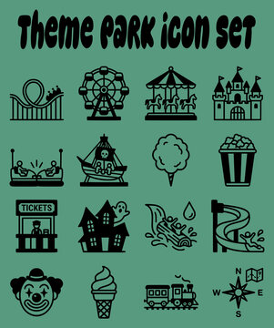 theme park icon set