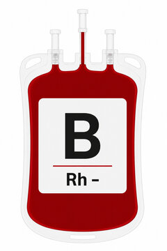 Vector illustration of B group Rh negative blood in medical-grade PVC pouch