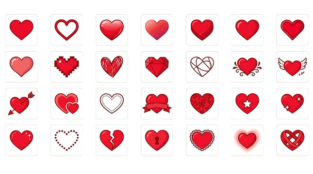 Red Heart Icons and Love Symbols Mega Collection