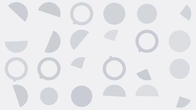 White bauhaus geometric shapes rotating slowly, retro modern seamless loop background