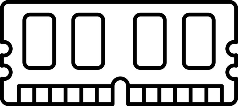 RAM icon showing professional computer memory stick hardware circuit component random access storage unit spec hardware upgrade and digital tech computing symbol