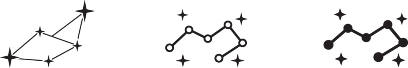 Star constellation galaxy icon collection with astronomy, universe, nebula and celestial map symbols. © Md.Mozammal