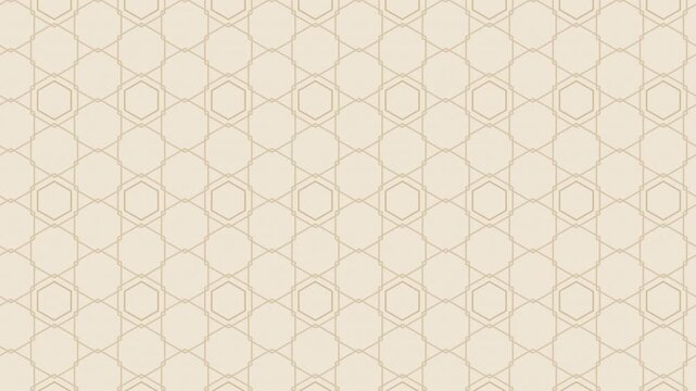 Beige japanese bishamon kikko hexagon armor pattern scrolling, traditional seamless loop background