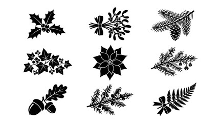 Botanical holiday foliage and seasonal plant icons set © togor