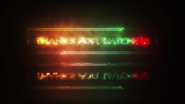 Thanks for watching  glow colorful neon laser text glitch effect animation cinematic title on black abstract background.