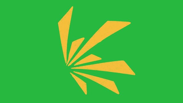 Hand Drawn 2D Animated Cartoon Shock Impact Wedge Explosion Element on Green Screen