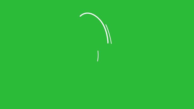 Hand Drawn 2D Animation White Curved Sonic Sound Wave Overlay on Green Screen