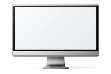 Fototapeta premium The Computer Monitor with Blank White Screen on Sleek Silver Stand