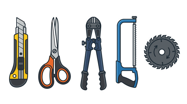 Industrial and workshop manual cutting tool icons.