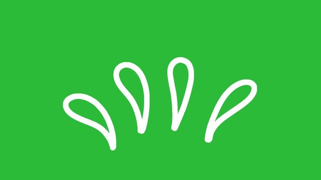 Hand Drawn Cartoon Water Splash Petal FX Animation on Green Screen Background