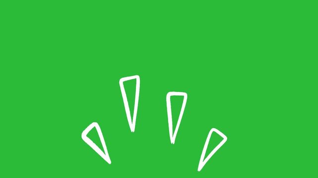 Hand Drawn Triangular Shard Exclamation Warning Overlay on Green Screen Background