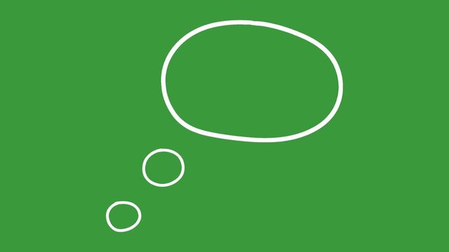 Hand Drawn Cartoon Thought Bubble Comic Asset Animation on Green Screen Background