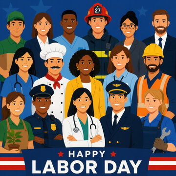 Professional workers labor day cartoons