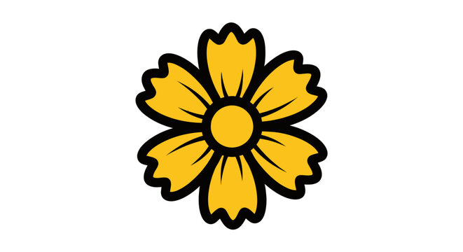 Simple yellow coreopsis flower head icon