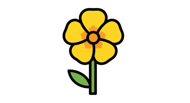 Yellow primrose flower with green stem illustration.