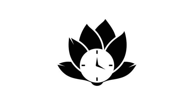 Black lotus flower with clock face design.
