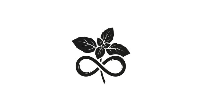 Black infinity symbol with leaf design illustration.
