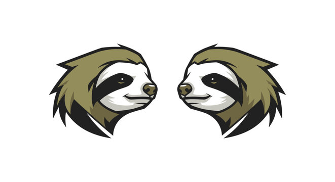 Two cartoon sloth heads facing each other.