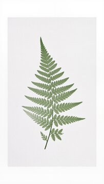 Minimalist botanical art print with green fern frond leaf on white background