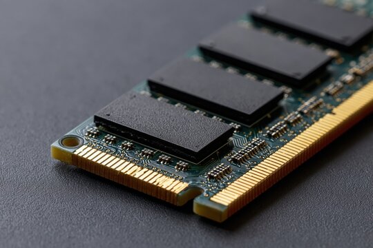 The RAM Module Closeup Showcasing Memory Chips and Goldplated Connectors