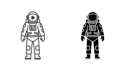 Astronaut in full space suit standing position vector illustration for science education or space exploration themes © Sakibul Hasan